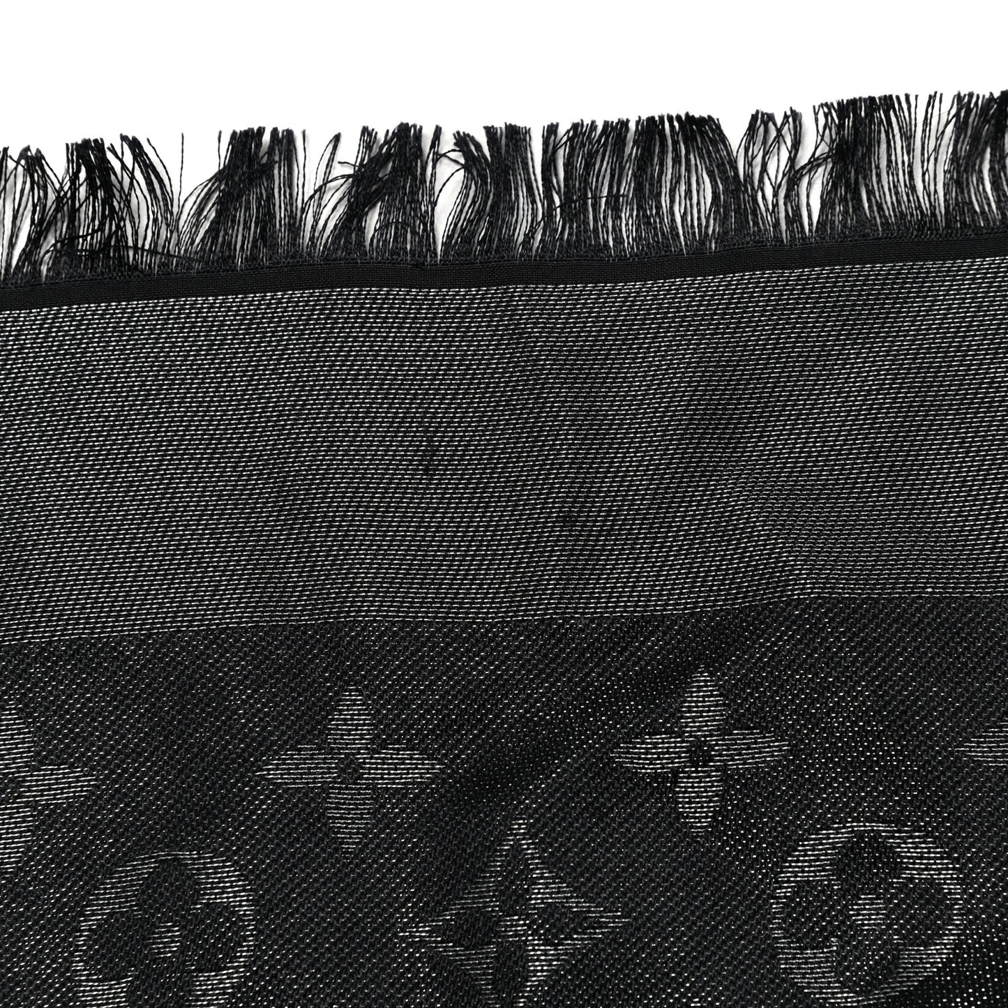 Silk Wool Monogram Denim Shawl Black