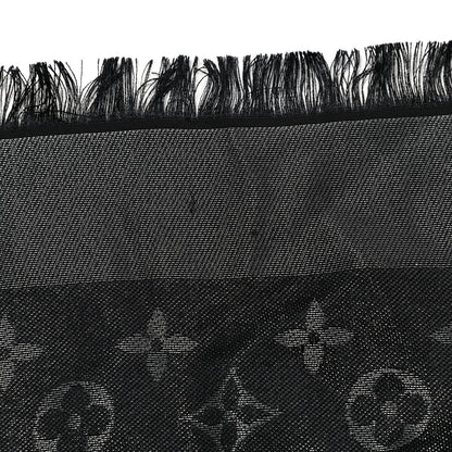 Louis Vuitton Silk Wool Monogram Denim Shawl Black 5 of 6