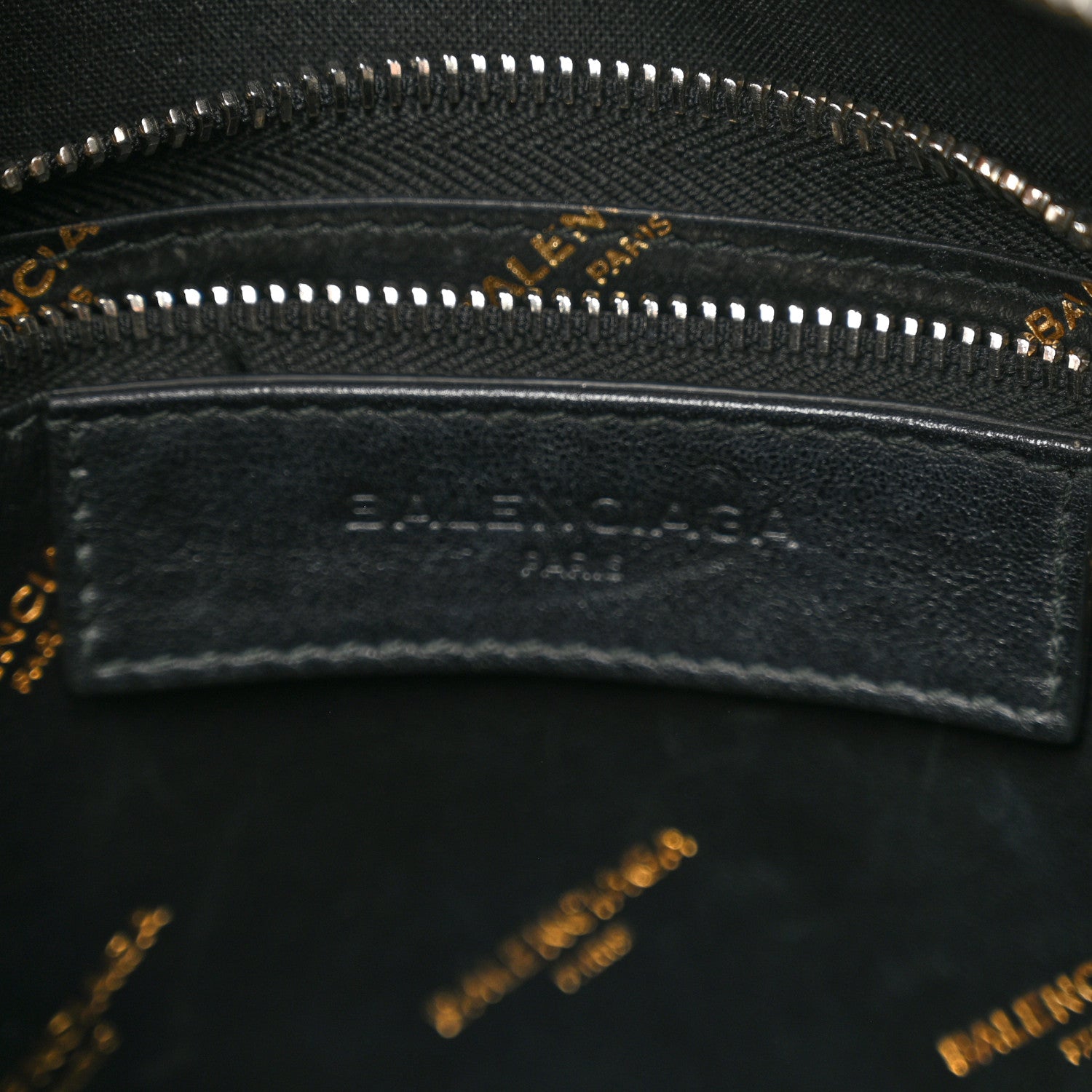 Balenciaga Calfskin Allover Logo XS Bazar Shopper Tote Black Gold 6 of 12