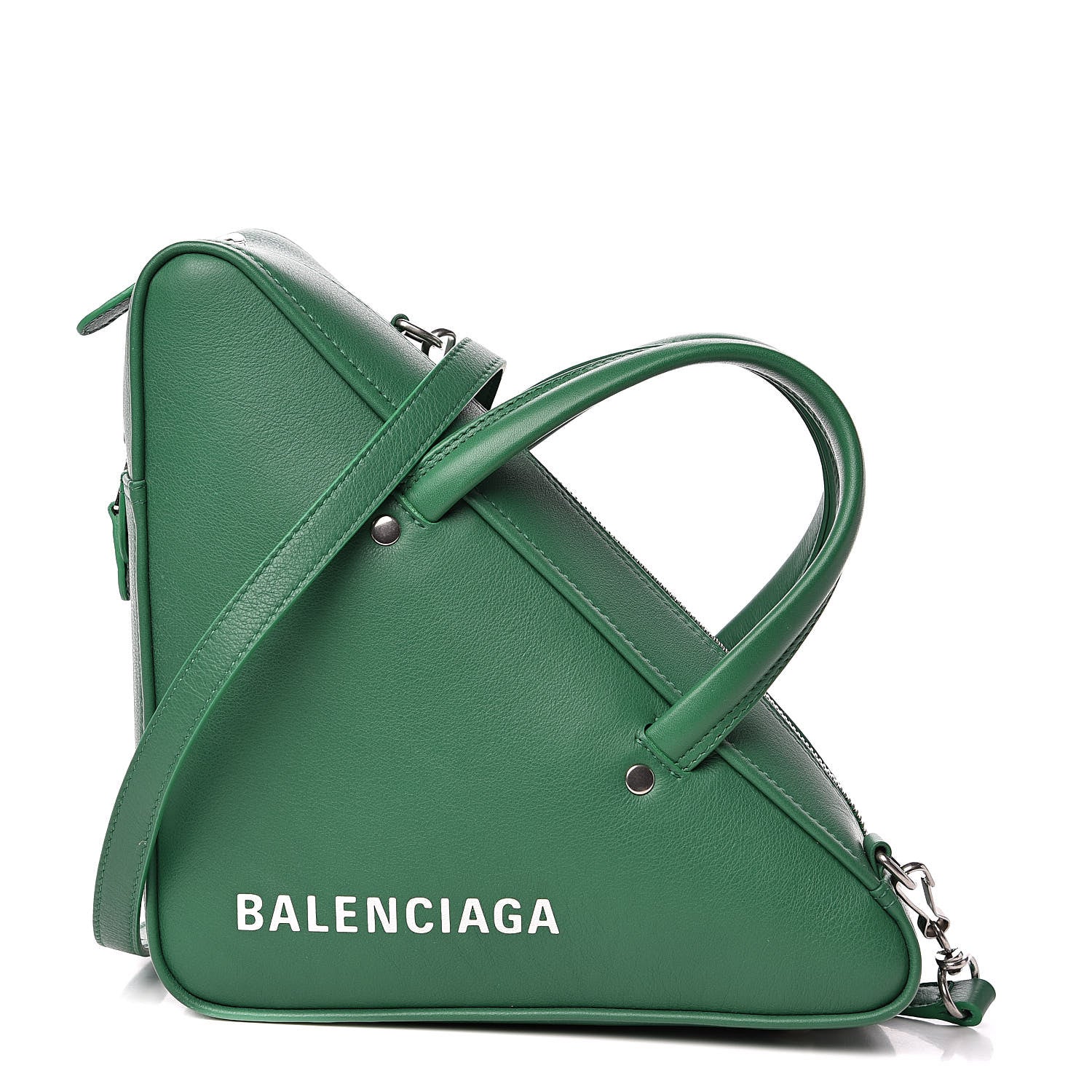 Balenciaga Shiny Day Calfskin S Triangle Duffle Vert Irlandais 1 of 9