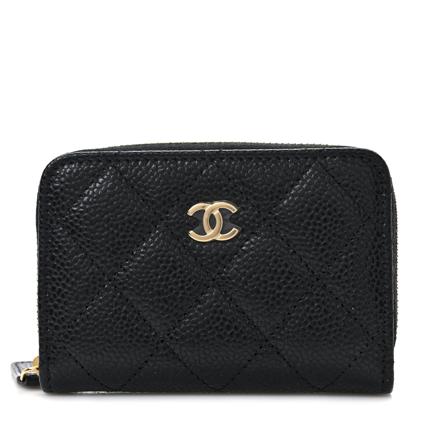 Caviar Quilted Zip Coin Purse Black