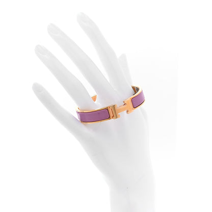 Hermes Enamel Narrow Clic Clac H Bracelet PM Rose Cendre 2 of 5