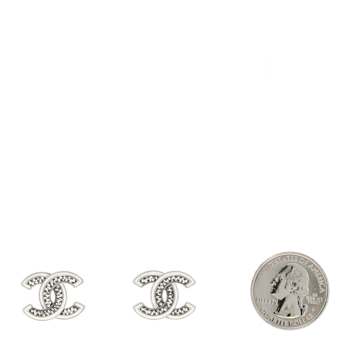 Chanel Crystal Resin CC Earrings Silver 2 of 5