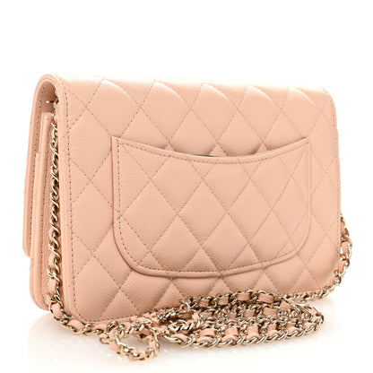 Chanel Caviar Quilted Bow Wallet On Chain WOC Light Beige 3 of 11