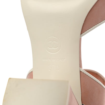 Chanel Suede Patent Chain CC Sandals 37 Pink White 8 of 12