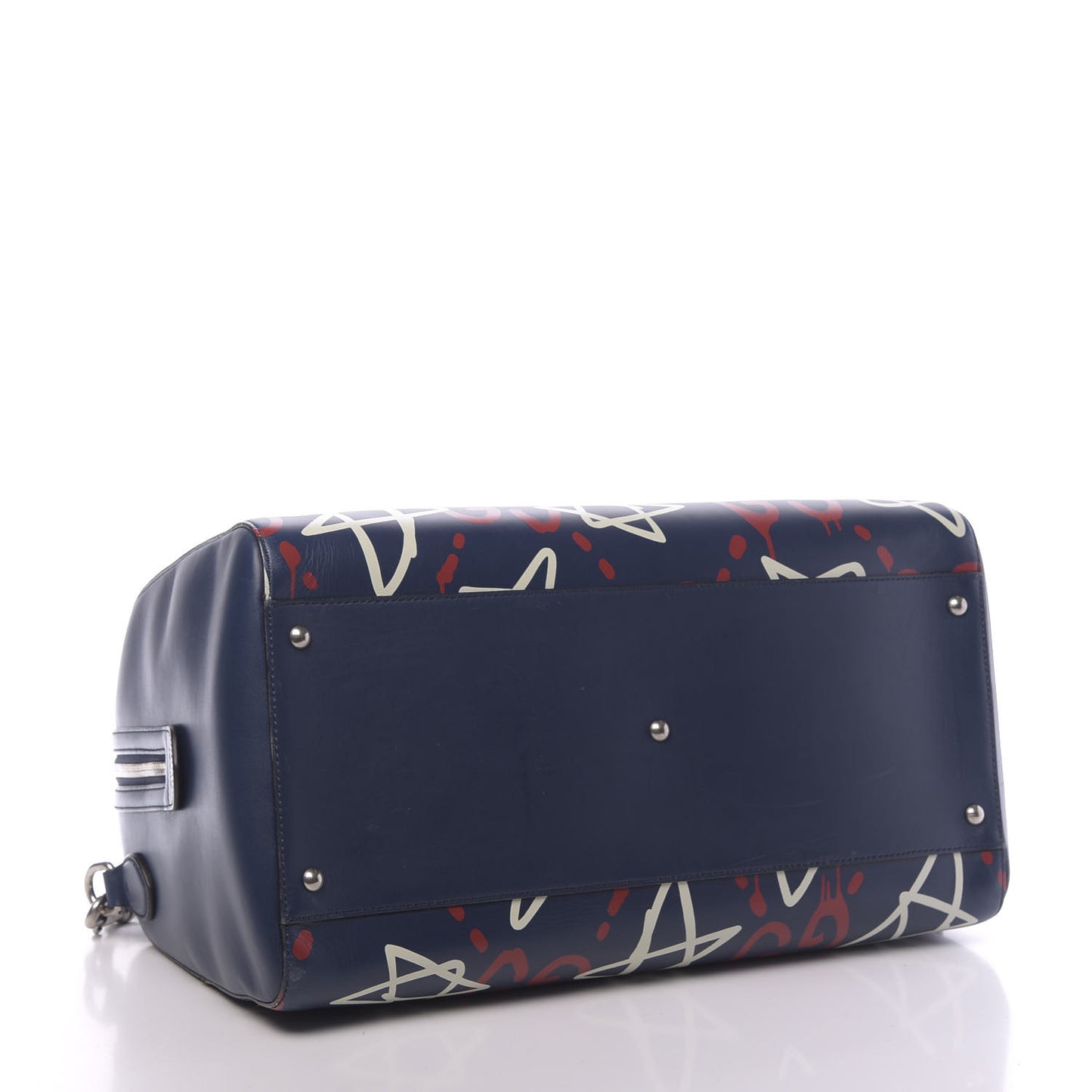 Calfskin GucciGhost Print Duffle Blue Agata Hibiscus Red