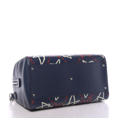 Gucci Calfskin GucciGhost Print Duffle Blue Agata Hibiscus Red 3 of 13