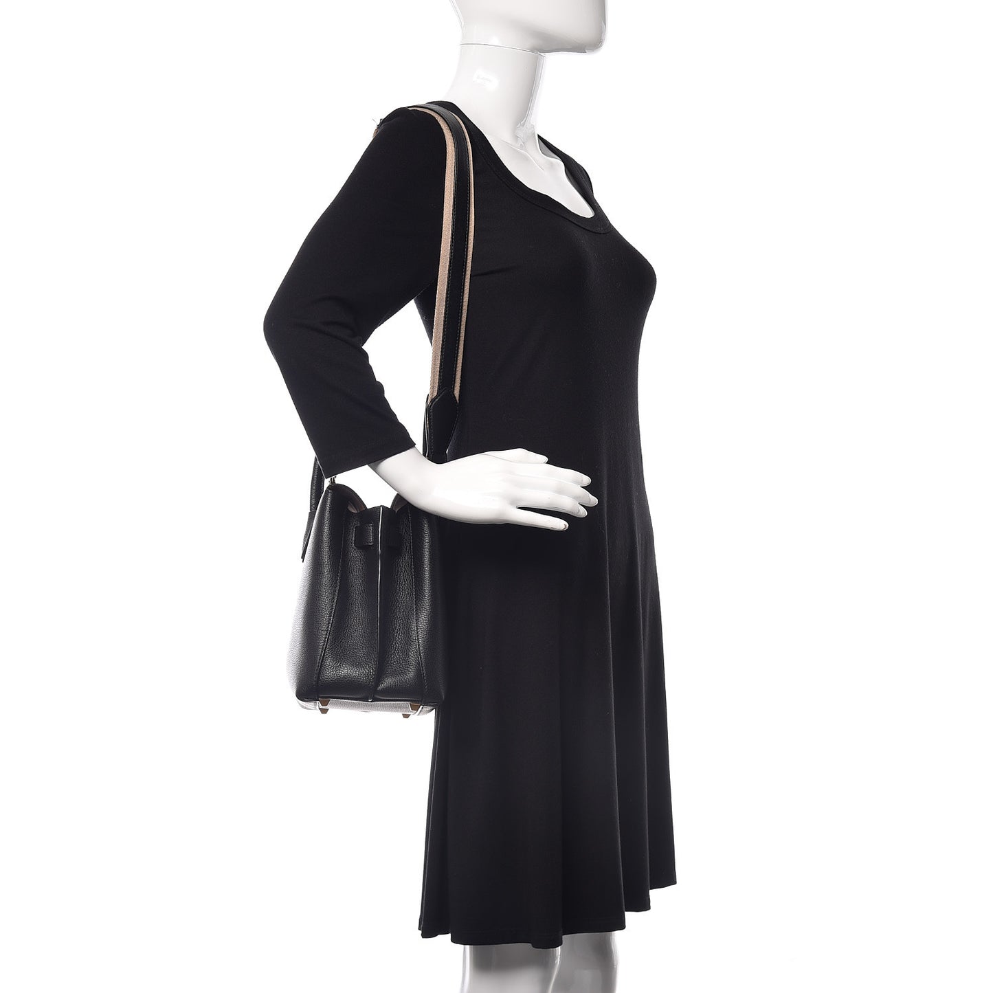 Grained Calfskin Medium Milla Tote Black