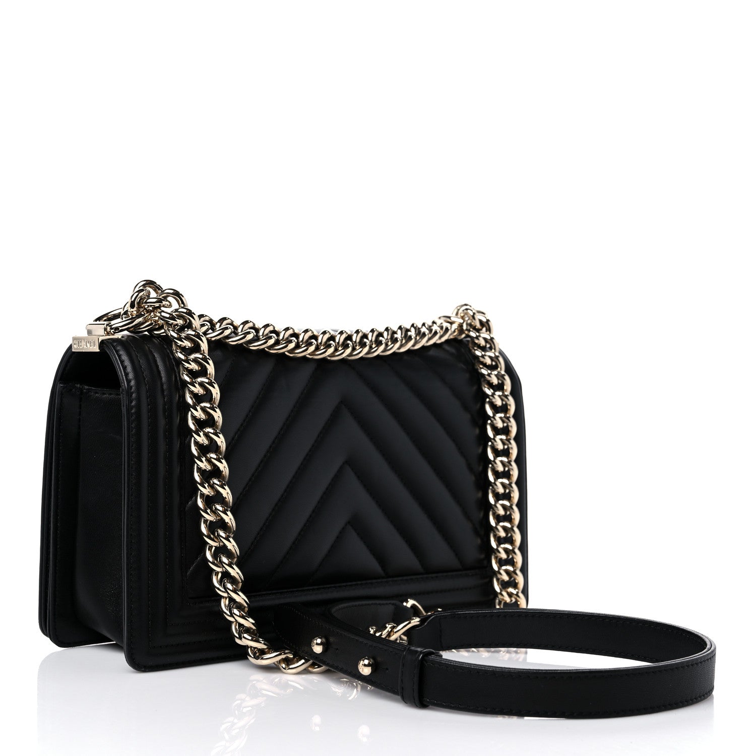 Chanel Lambskin Chevron Quilted Medium Boy Flap Black 3 of 17