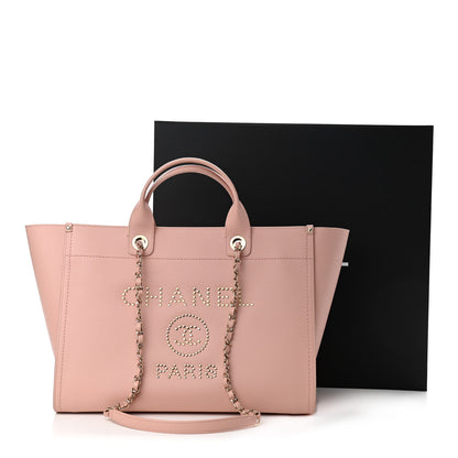 Chanel Caviar Medium Studded Deauville Tote Light Pink 12 of 12