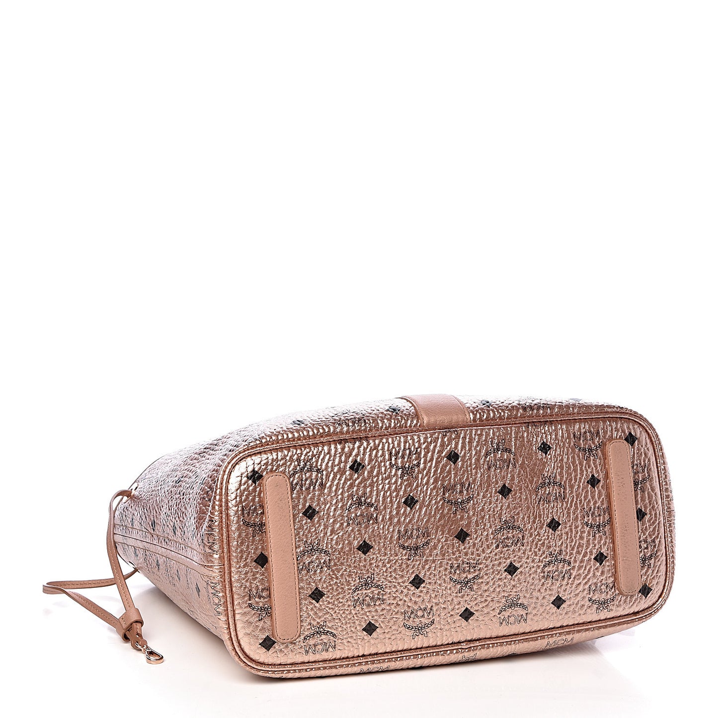 Metallic Visetos Medium Liz Reversible Shopper Tote Champagne Gold