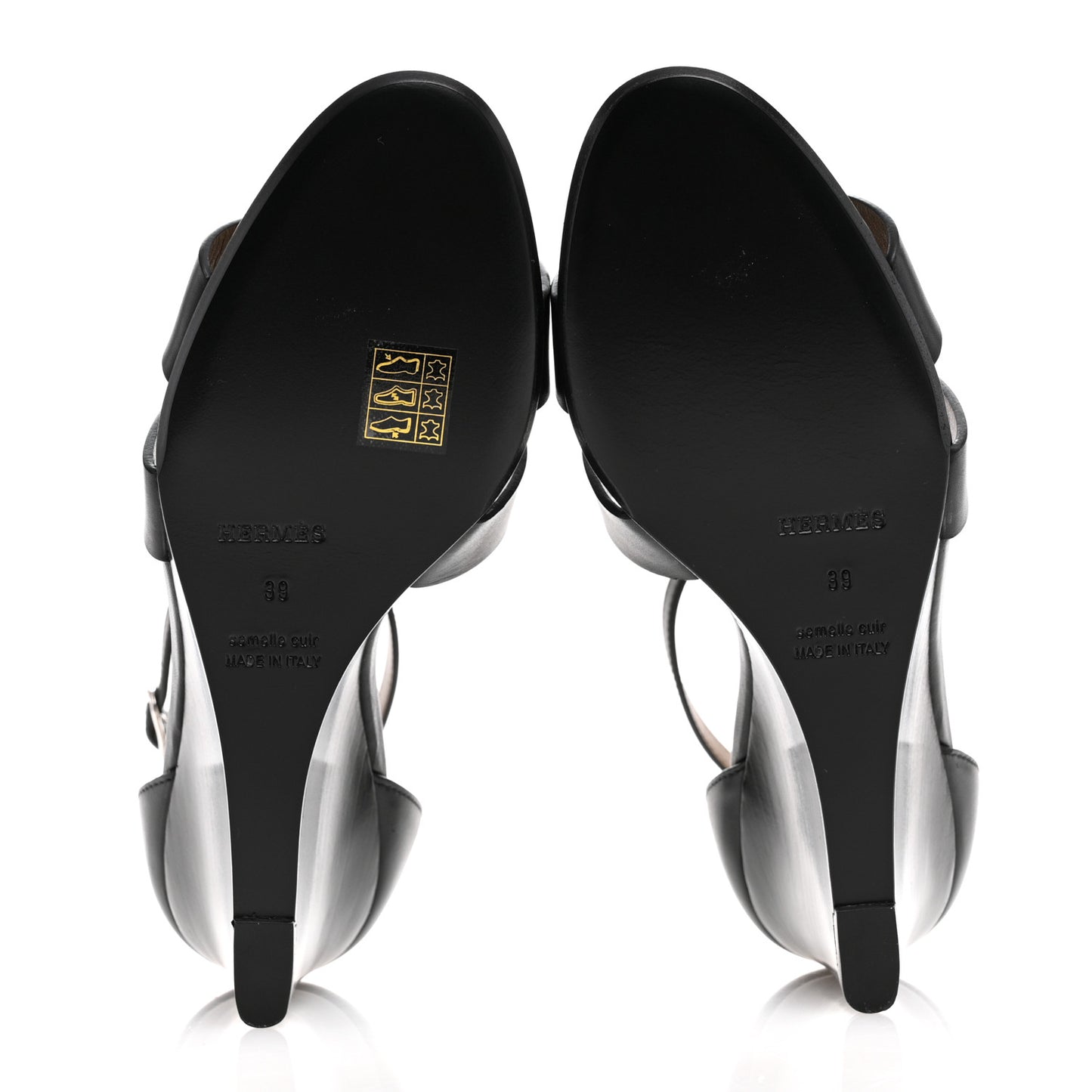 Calfskin Legend Wedge Sandals 39 Black
