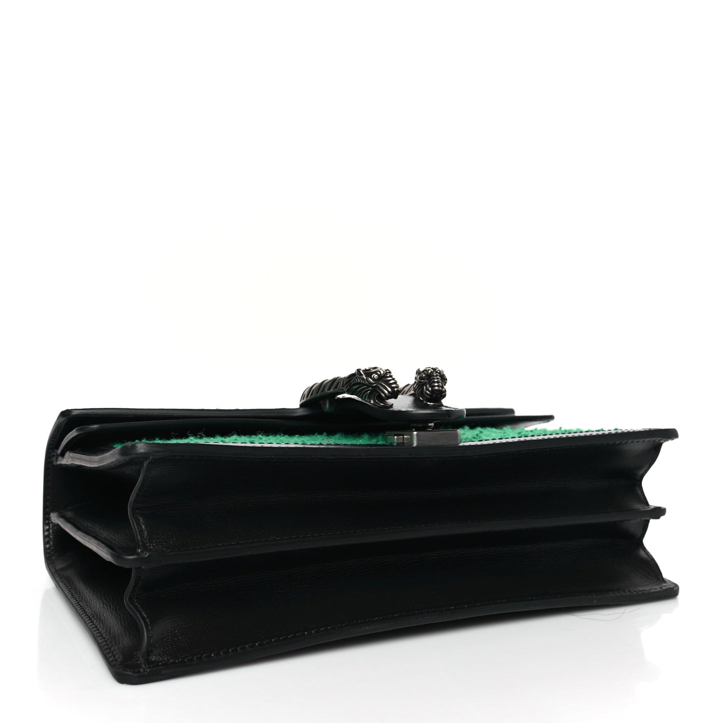 Casy Wool Azalea Calfskin Small Dionysus Shoulder Bag Deep Emerald Black