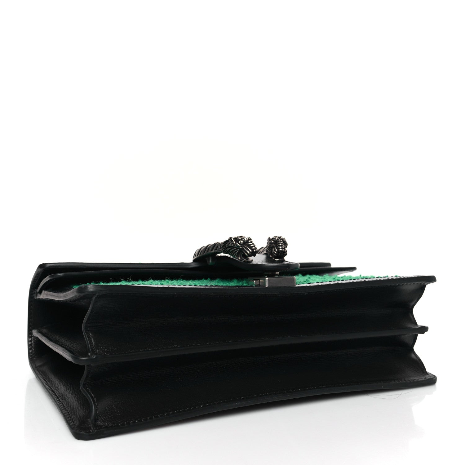 Gucci Casy Wool Azalea Calfskin Small Dionysus Shoulder Bag Deep Emerald Black 4 of 9