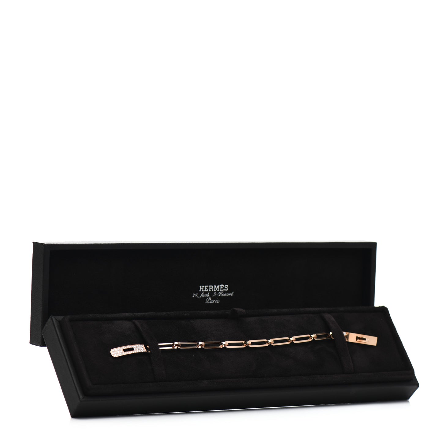 18K Rose Gold Diamond Pave PM Kelly Chaine Bracelet SH