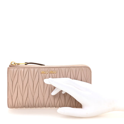 Miu Miu Nappa Matelasse Zip Around Wallet Pomice 2 of 9