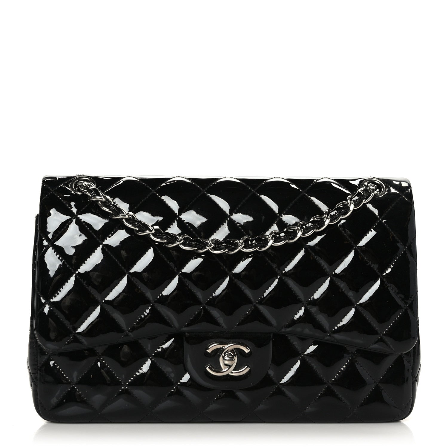 Chanel Patent Quilted Jumbo Double Flap Black 1 of 9