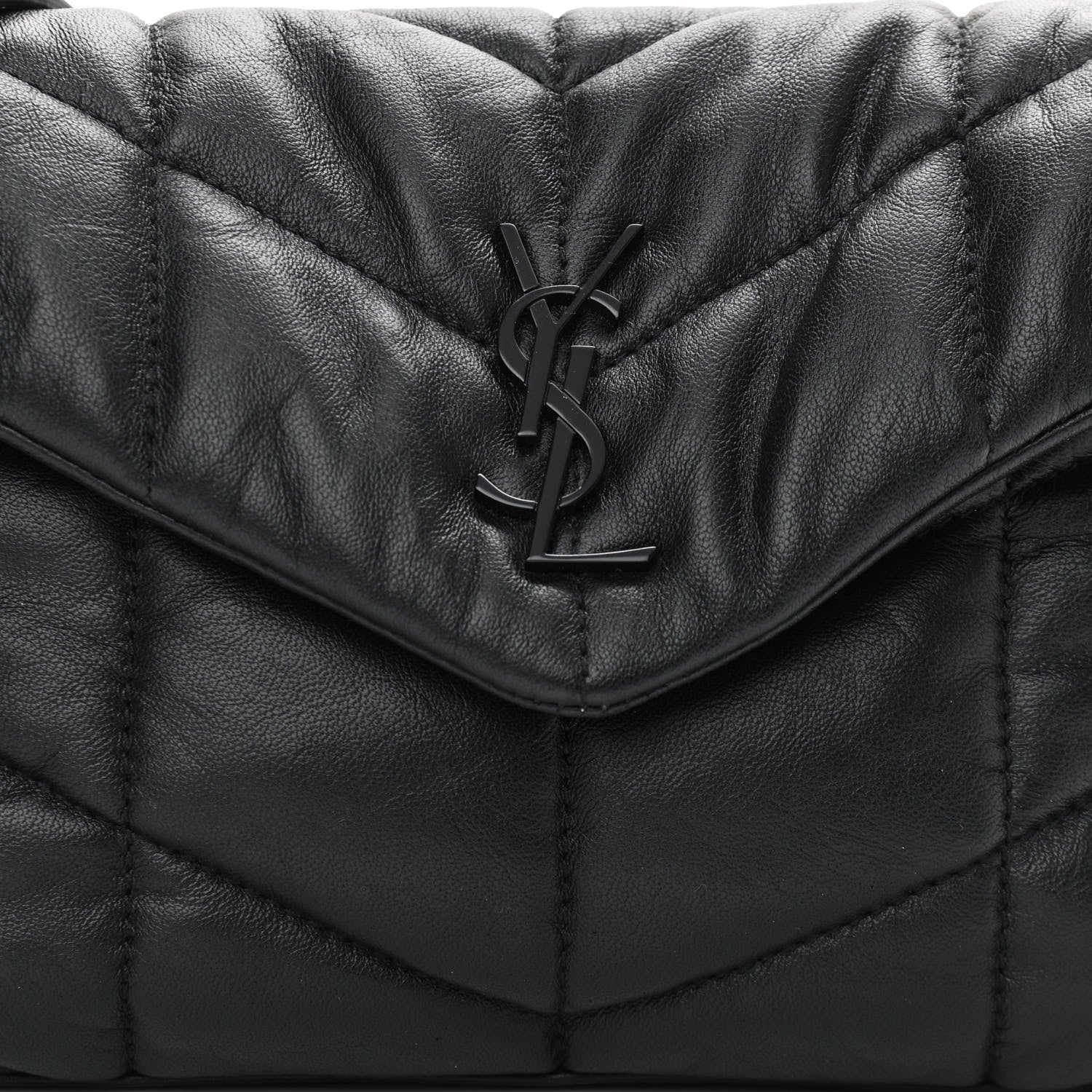 Saint Laurent Calfskin Quilted Toy Loulou Puffer Monogram Monochrome Chain Satchel Black 8 of 10