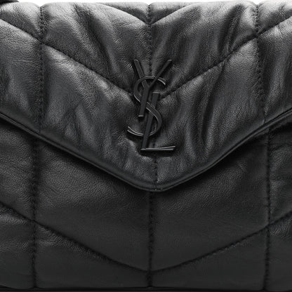 Saint Laurent Calfskin Quilted Toy Loulou Puffer Monogram Monochrome Chain Satchel Black 8 of 10