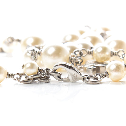 Chanel Crystal Pearl CC Long Necklace Gold 4 of 5