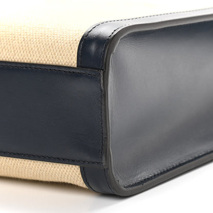 Celine Canvas Calfskin Small Vertical Cabas Vanilla Navy 8 of 8