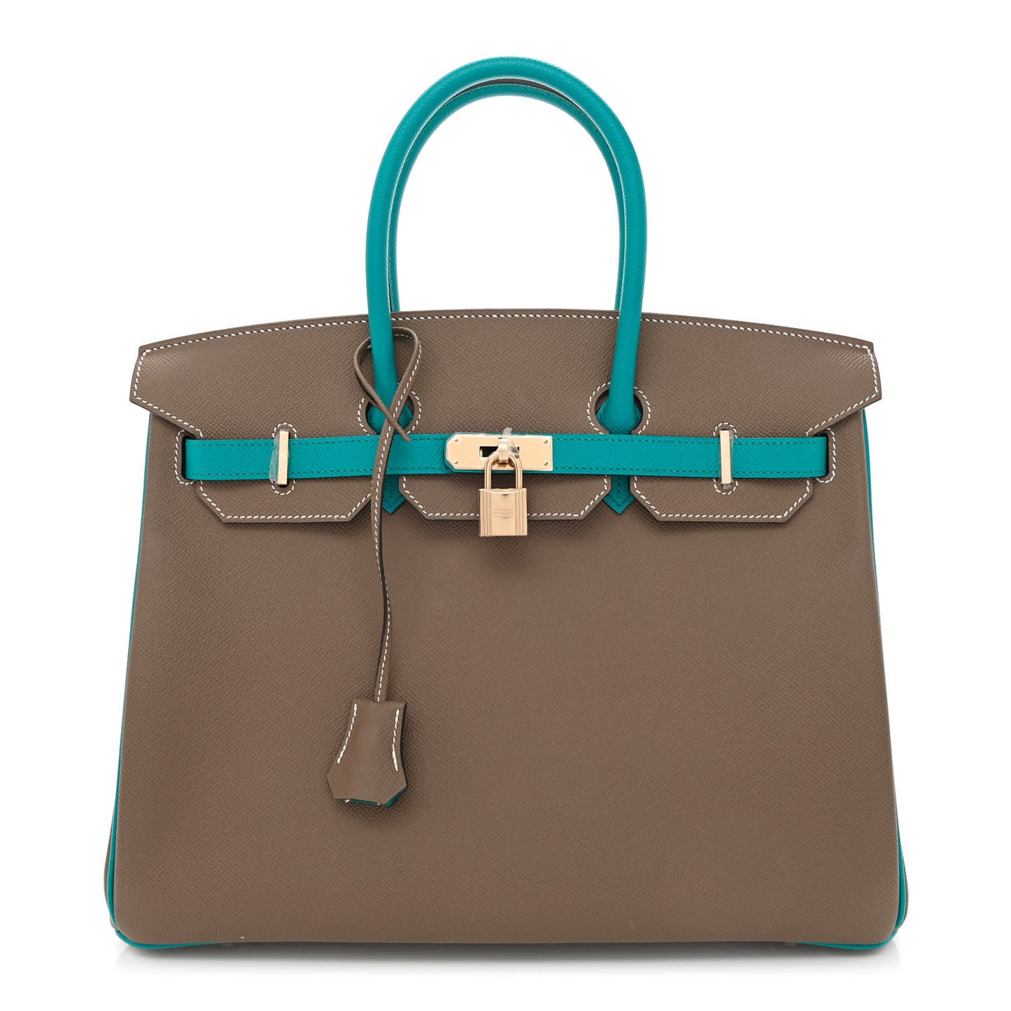 Epsom Horseshoe Birkin 35 Etoupe Bleu Paon