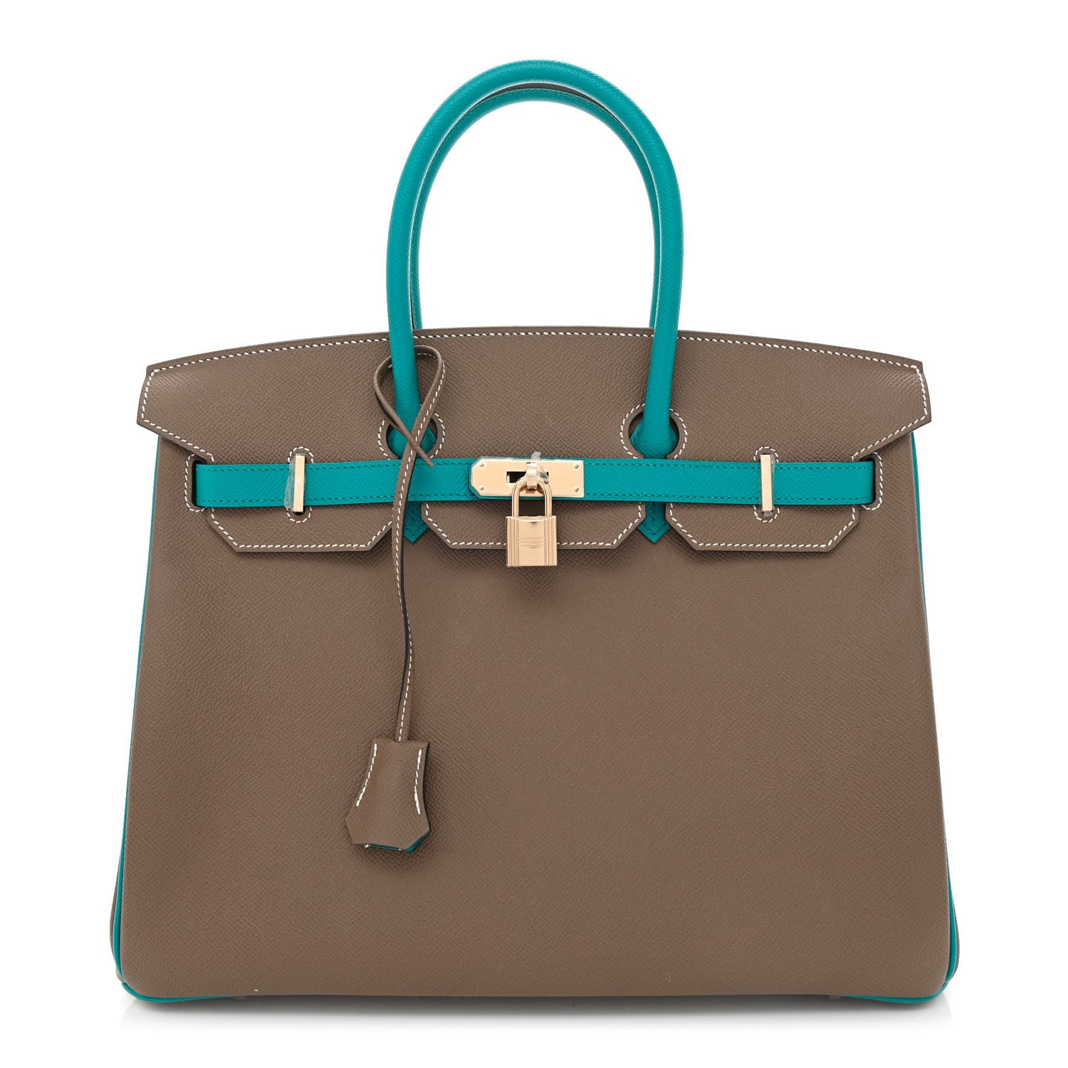 Hermes Epsom Horseshoe Birkin 35 Etoupe Bleu Paon 1 of 10