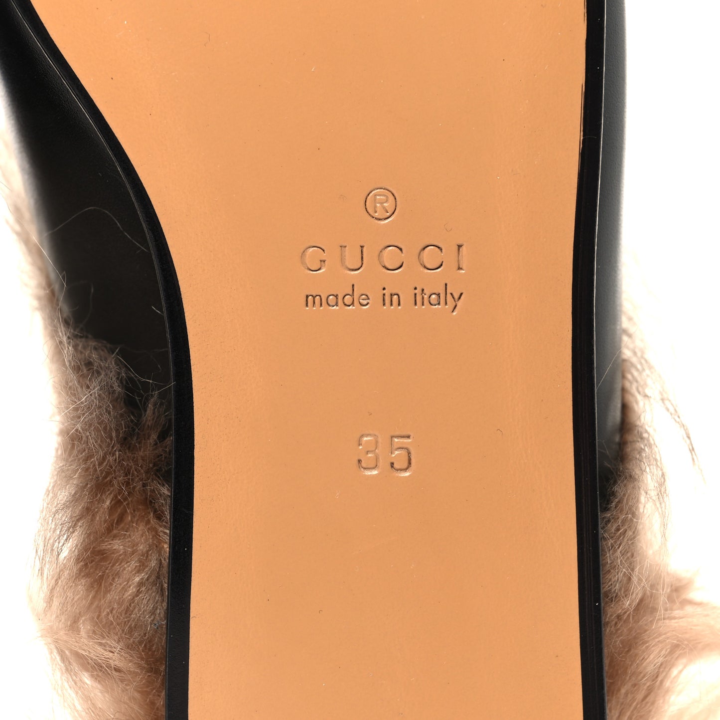 Calfskin Fur Womens Princetown Slippers 35 Black