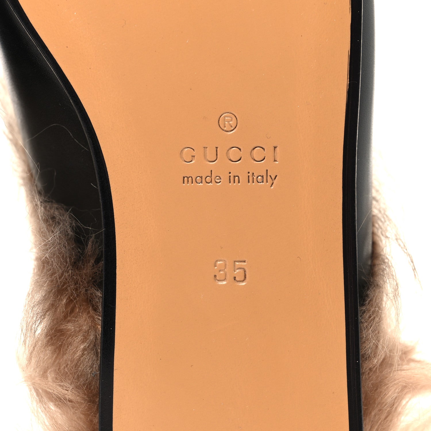 Gucci Calfskin Fur Womens Princetown Slippers 35 Black 7 of 8