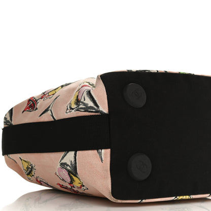 Chanel Cotton Canvas Printed Hobo Pink Multicolor 10 of 14