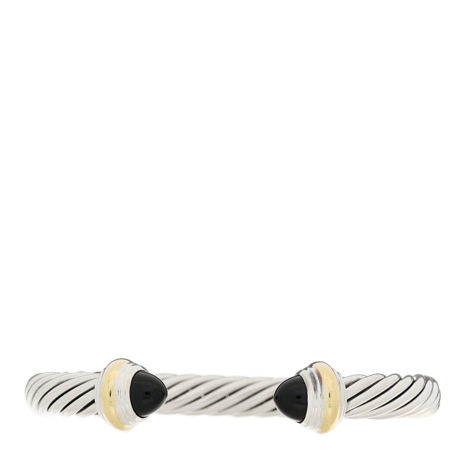 David Yurman Sterling Silver 14K Yellow Gold Black Onyx 7mm Cable Classics Bracelet 1 of 3
