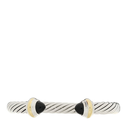 David Yurman Sterling Silver 14K Yellow Gold Black Onyx 7mm Cable Classics Bracelet 1 of 3