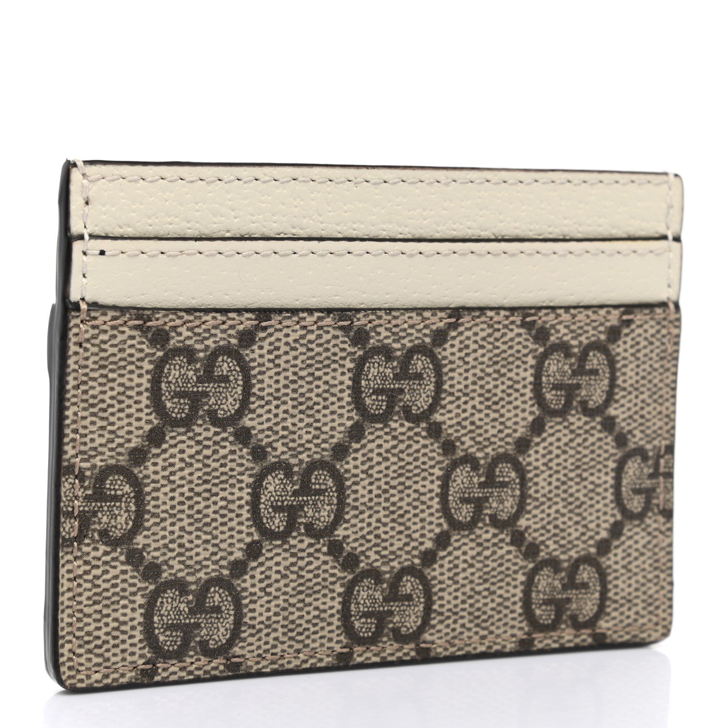Gucci GG Supreme Monogram Textured Calfskin Web Ophidia Card Holder Beige Ebony Mystic White 3 of 8