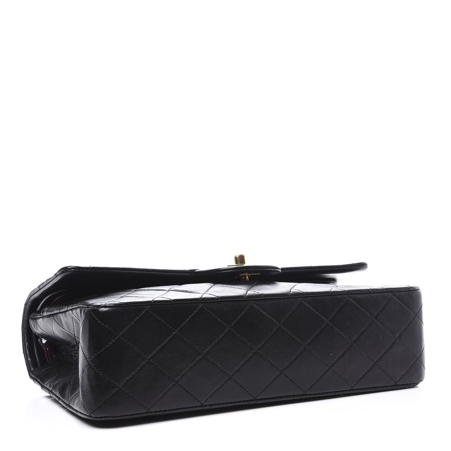 Lambskin Quilted Medium Double Flap Black