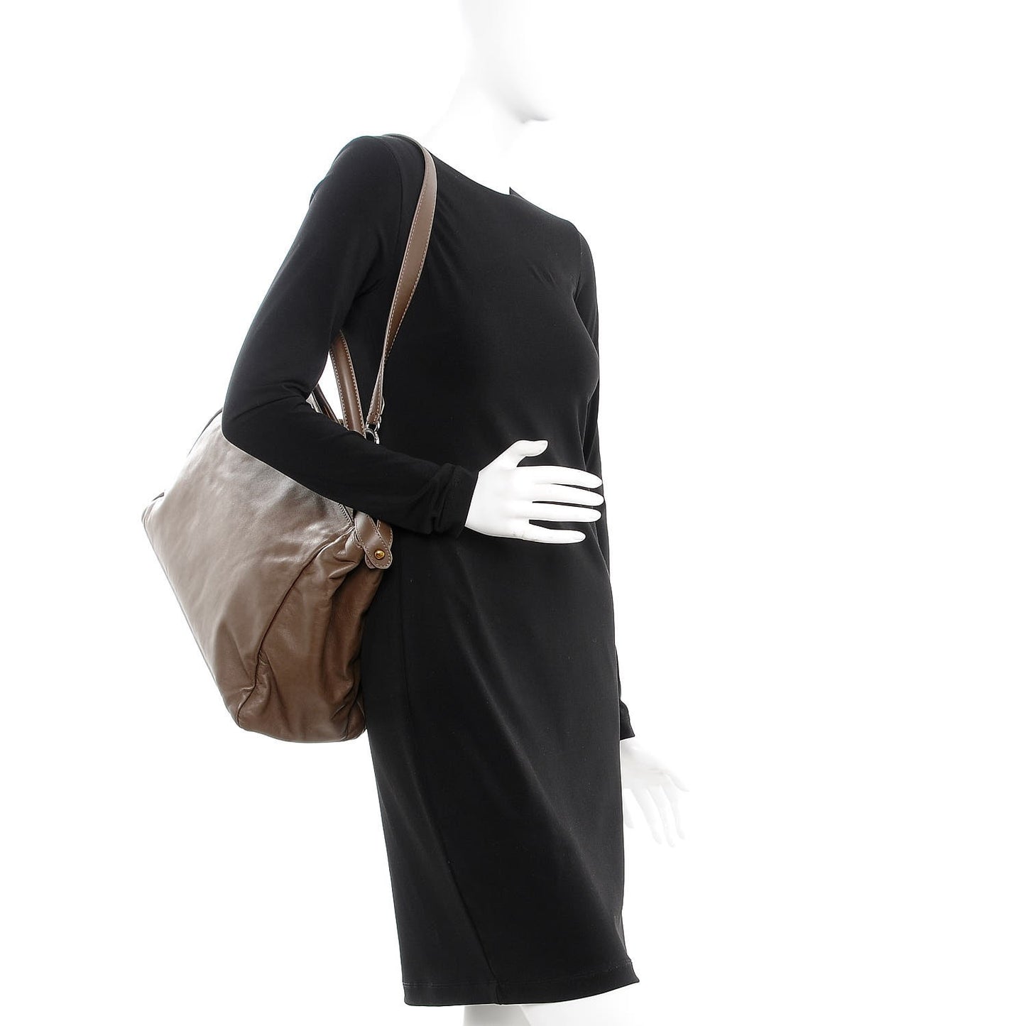 Vitello Suede Large Peekaboo Iconic Satchel Nocciola Black