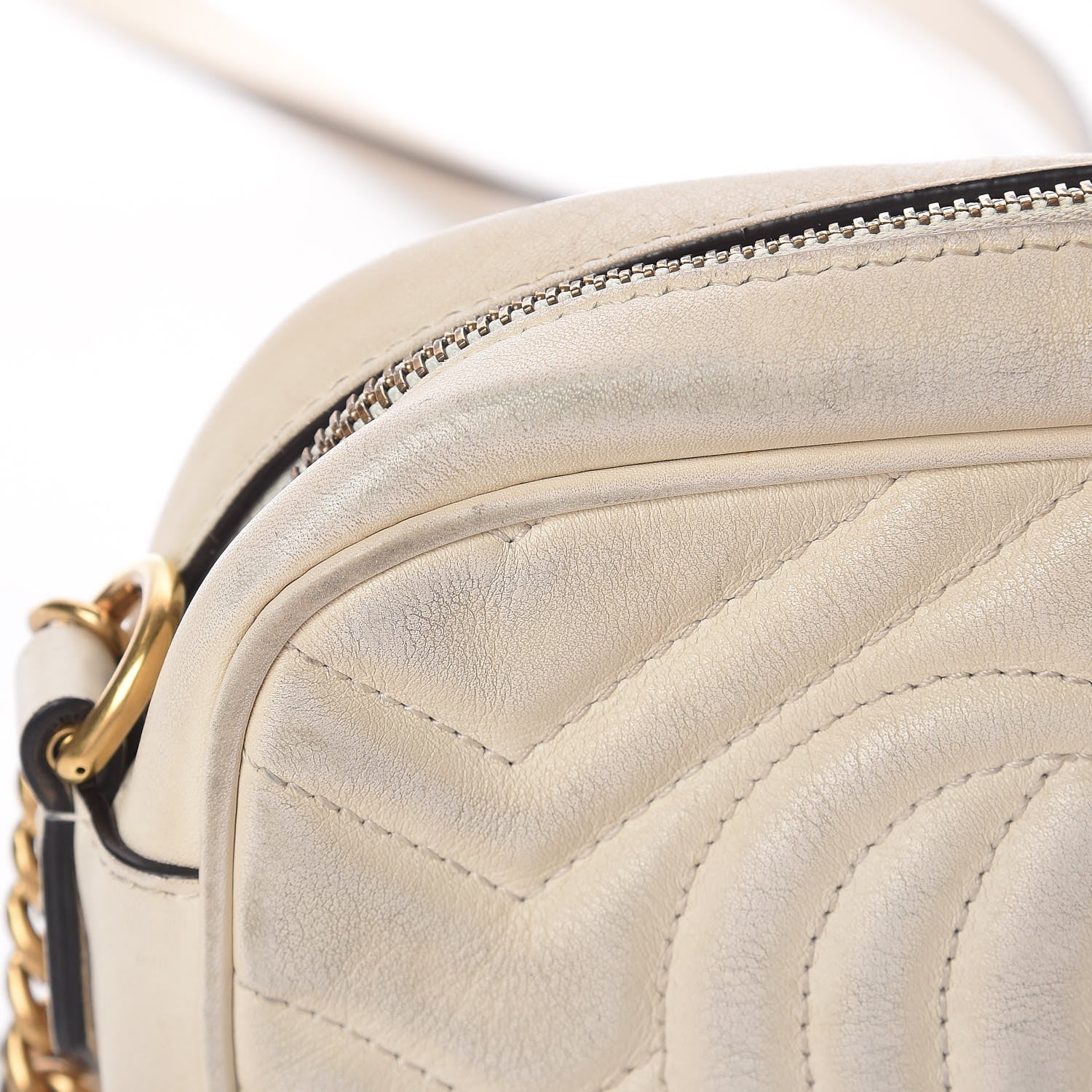 Gucci Calfskin Matelasse Mini GG Marmont Chain Shoulder Bag White 18 of 25