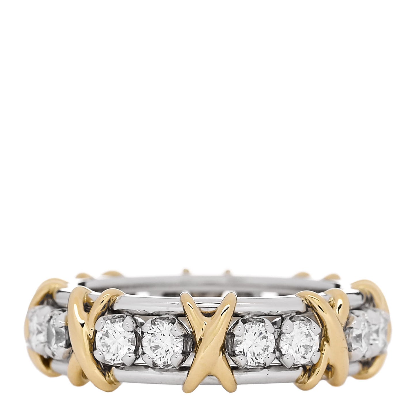 Platinum 18K Yellow Gold Diamond Schlumberger Sixteen Stone Ring 54 7