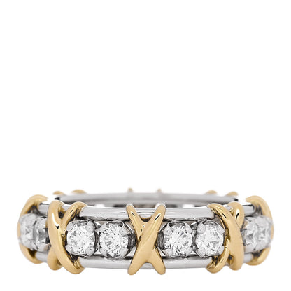 Tiffany Platinum 18K Yellow Gold Diamond Schlumberger Sixteen Stone Ring 54 7 1 of 5