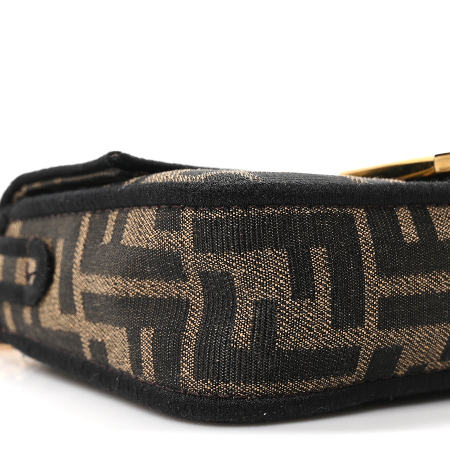 Fendi Fabric Jacquard FF 1974 Mini Baguette Tobacco Moro Black 9 of 10