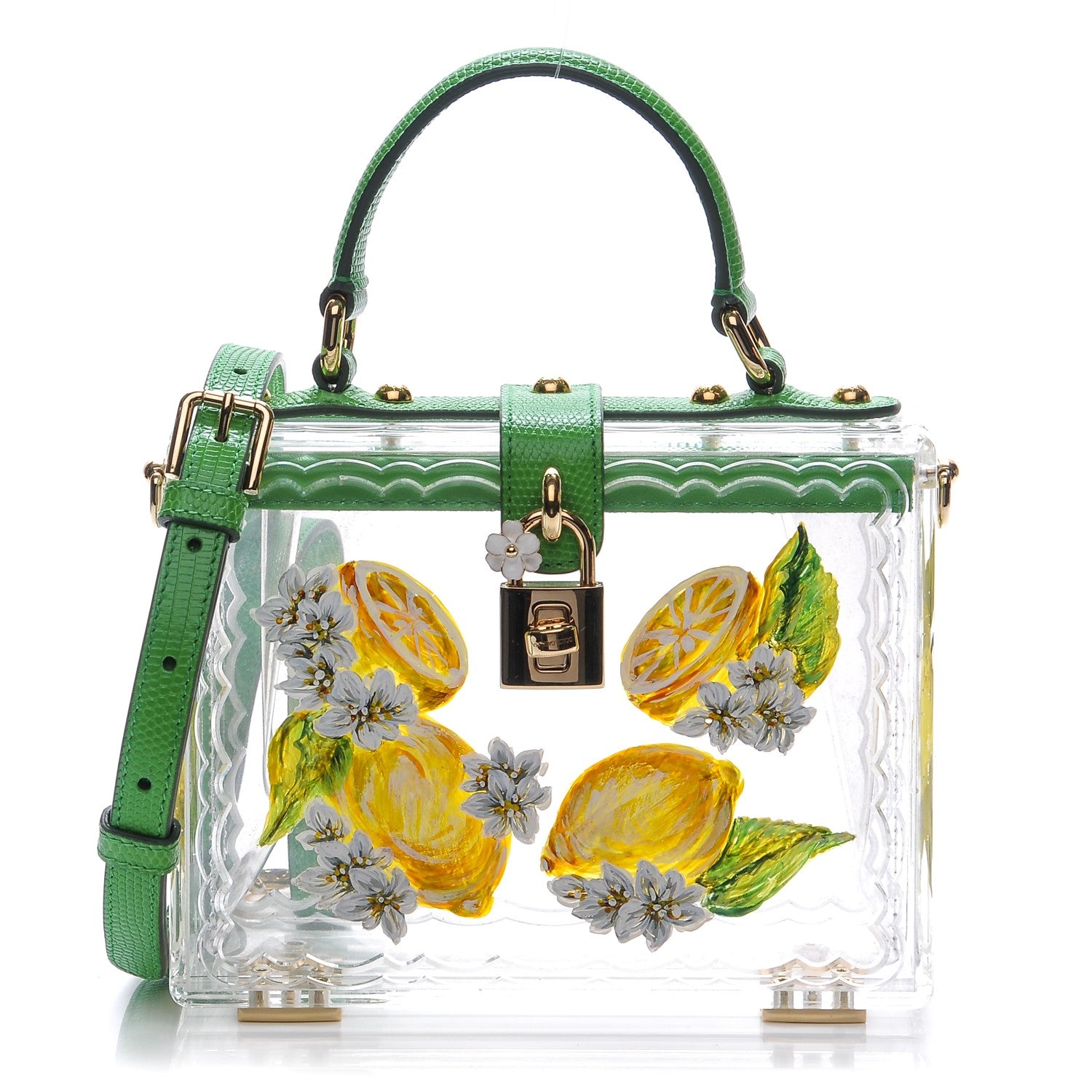 Dolce & Gabbana Plexiglass Hand Painted Lemon Shoulder Bag Green 1 of 8
