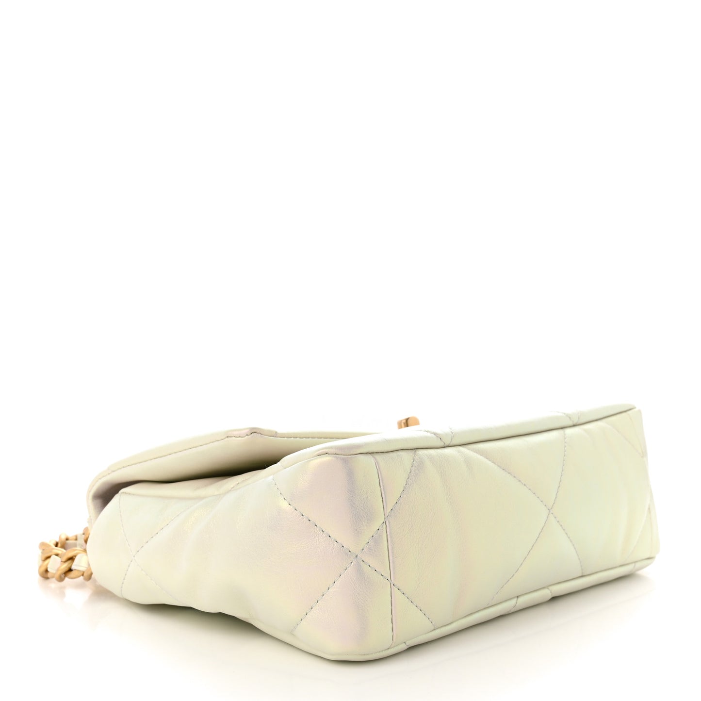 Iridescent Calfskin Quilted Medium Chanel 19 Flap White