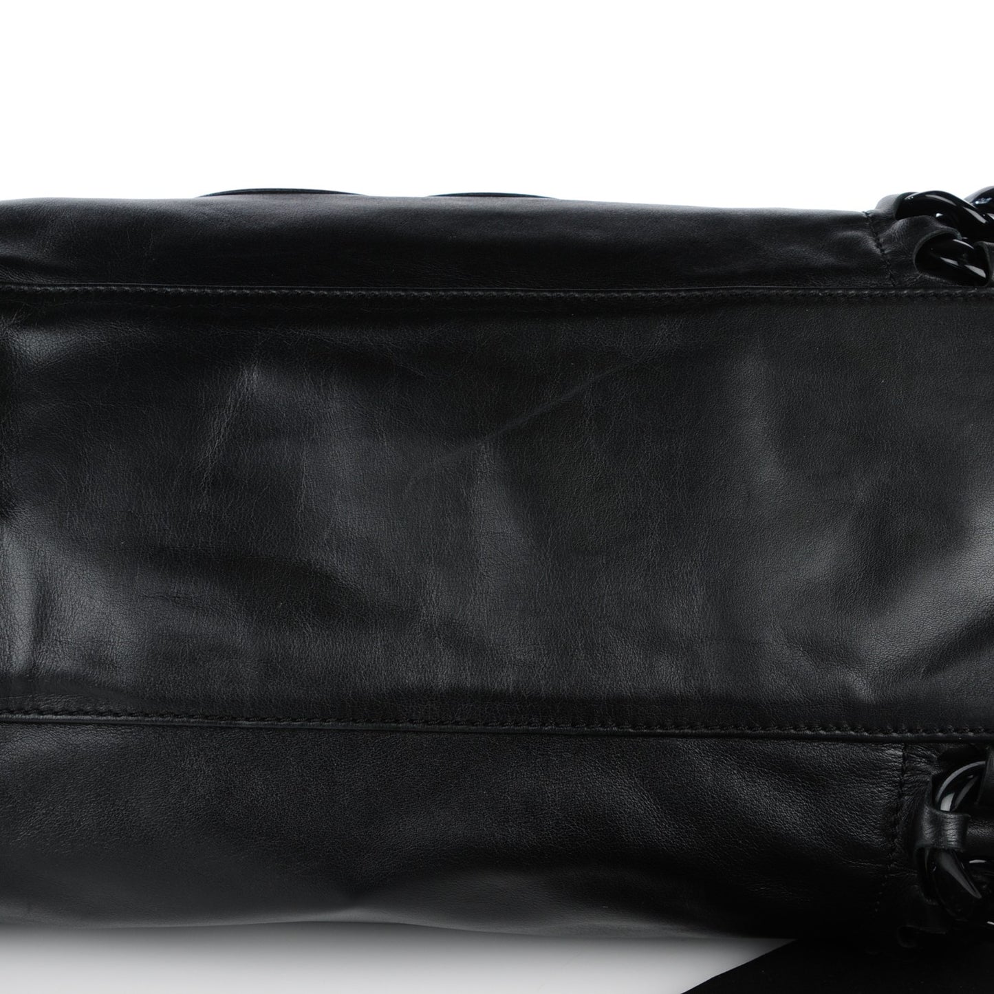 Calfskin Modern Chain Rhodoid East West Tote Black