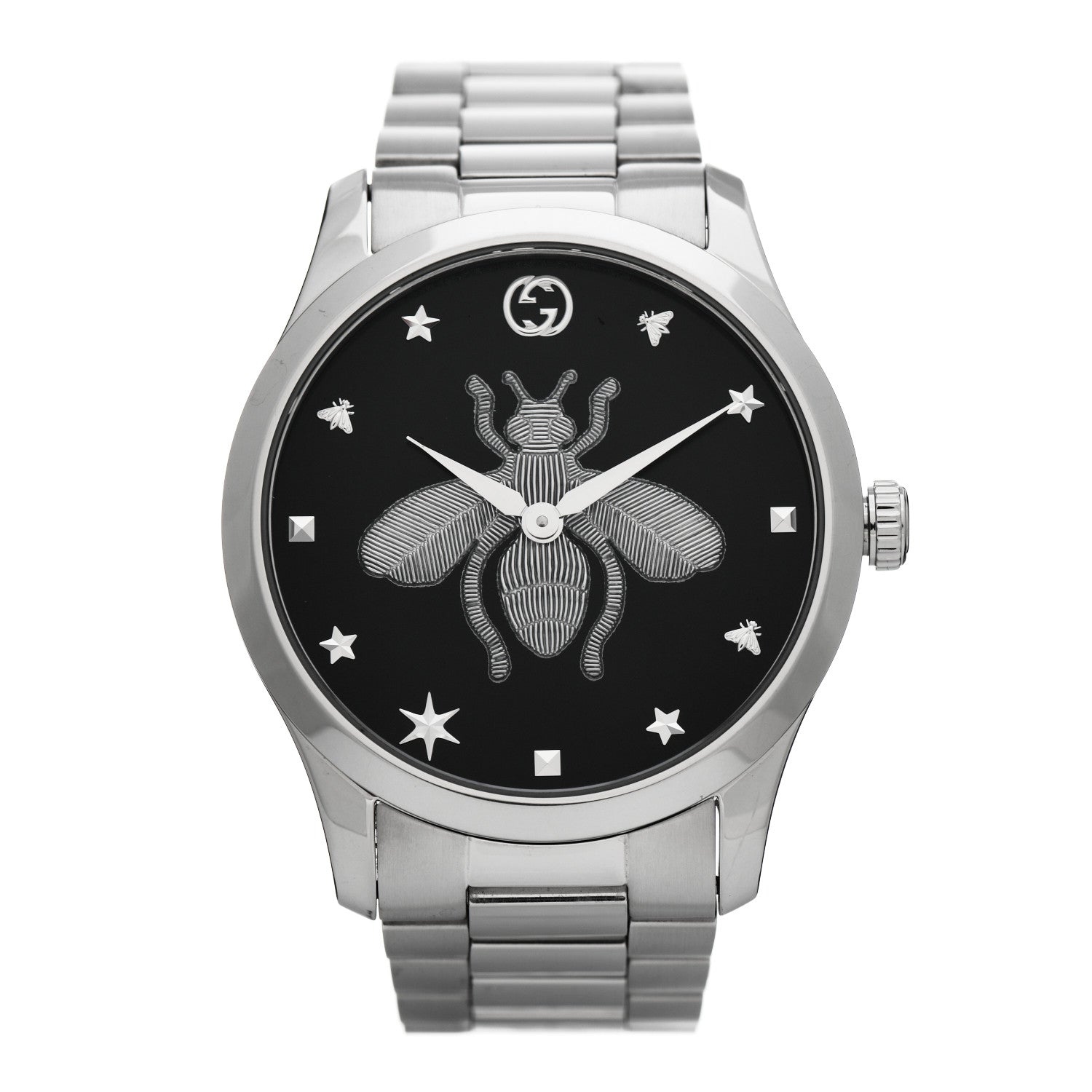Gucci Stainless Steel 38mm G-Timeless Bee Quartz Watch Black 1 of 4