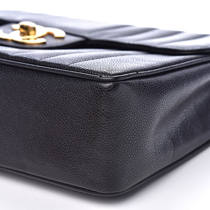 Chanel Caviar Vertical Quilted Jumbo Single Flap Black 9 of 13