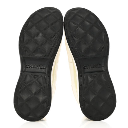 Chanel Velvet Calfskin Mixed Fibers CC Sneakers 39 Ivory Black 5 of 9