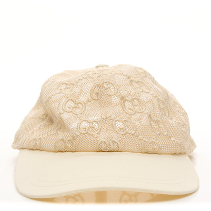 Gucci Mesh GG Monogram Shivali Baseball Hat XL Cream Ivory 3 of 8