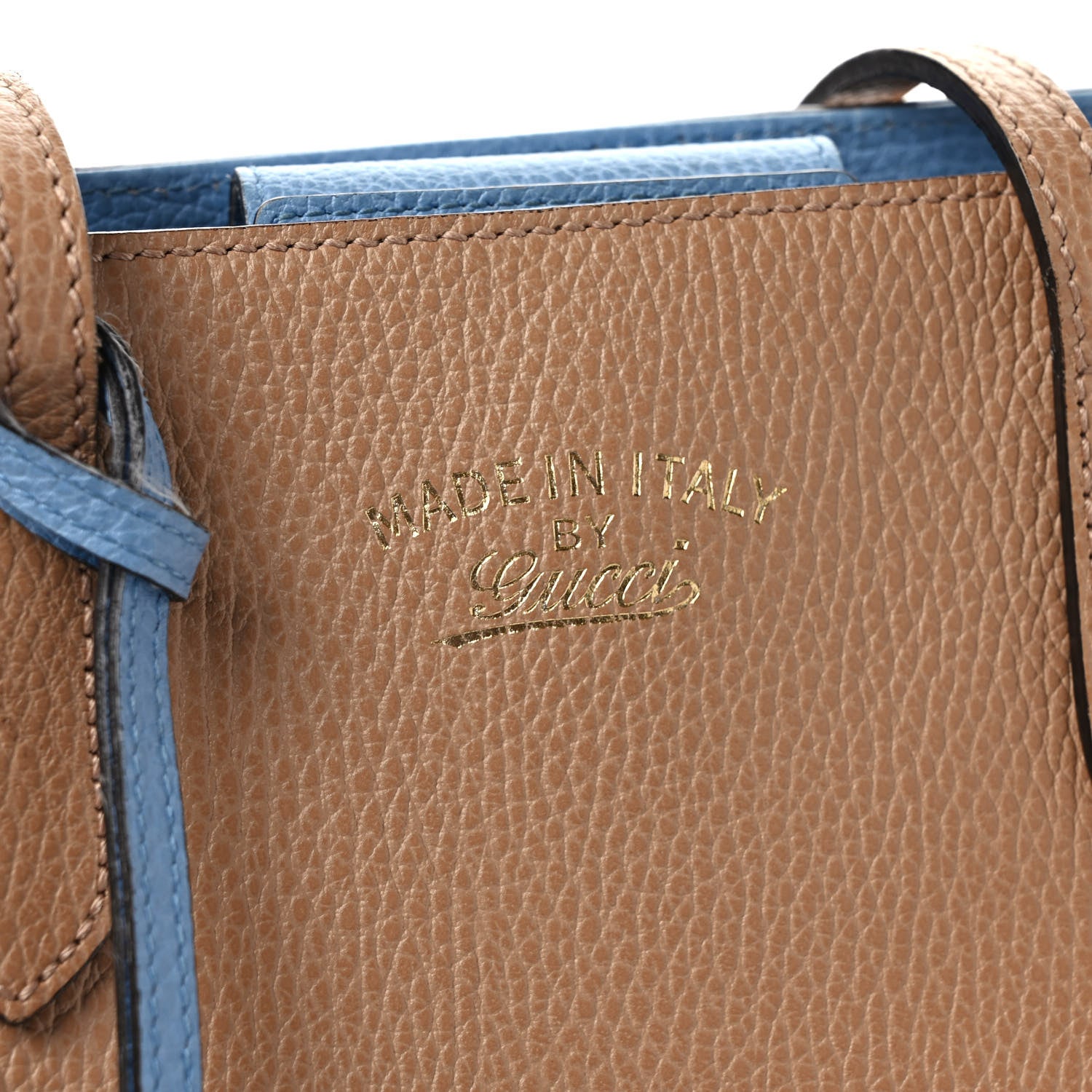 Gucci Dollar Calfskin Small Swing Tote Camelia Mineral Blue 6 of 11