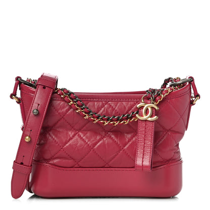 Chanel Aged Calfskin Quilted Small Gabrielle Hobo Dark Pink 1 of 11