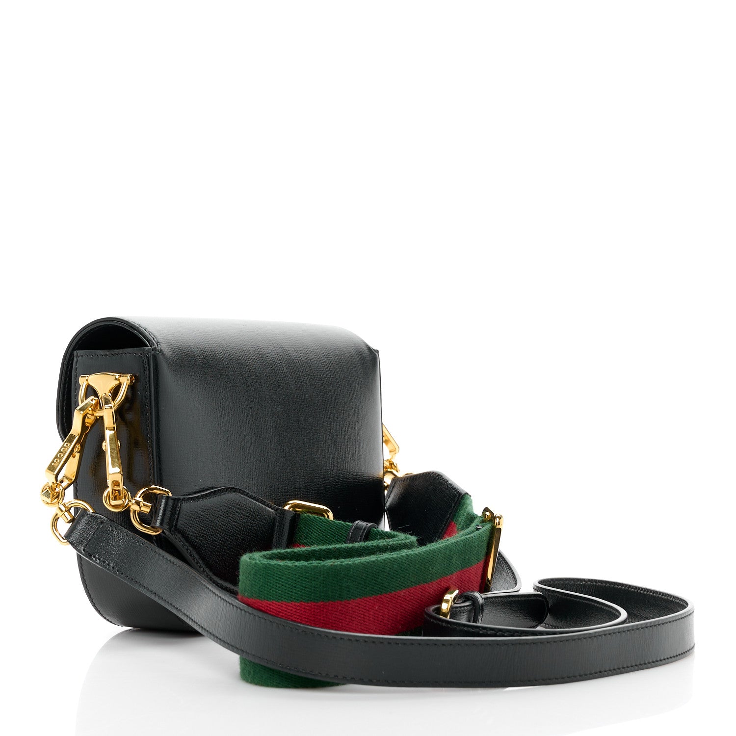Gucci Azalea Calfskin Web Mini Horsebit 1955 Shoulder Bag Black 3 of 12