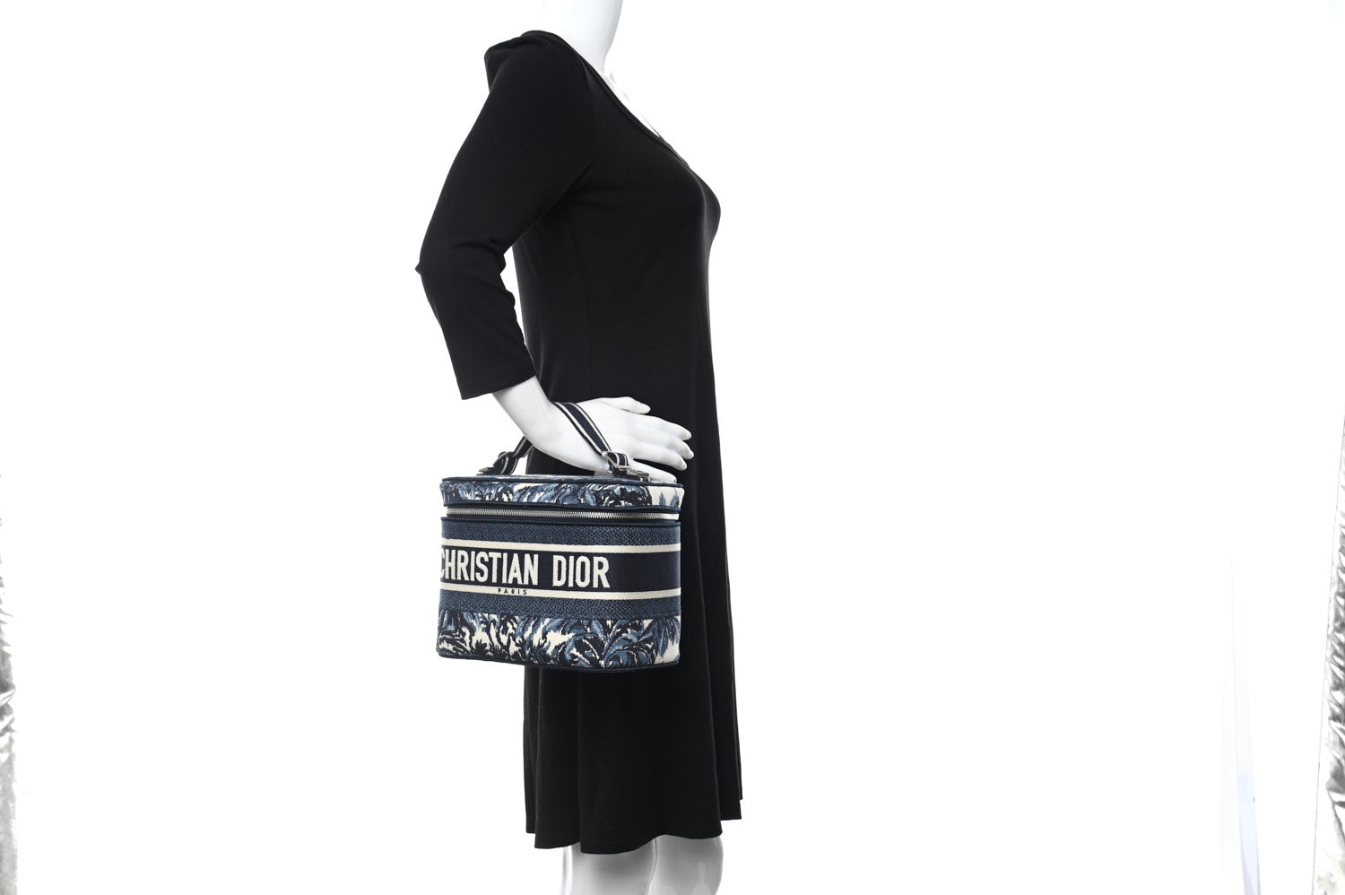 Christian Dior Canvas Embroidered Palm Tree Diortravel Vanity Case Blue Multicolor 2 of 8